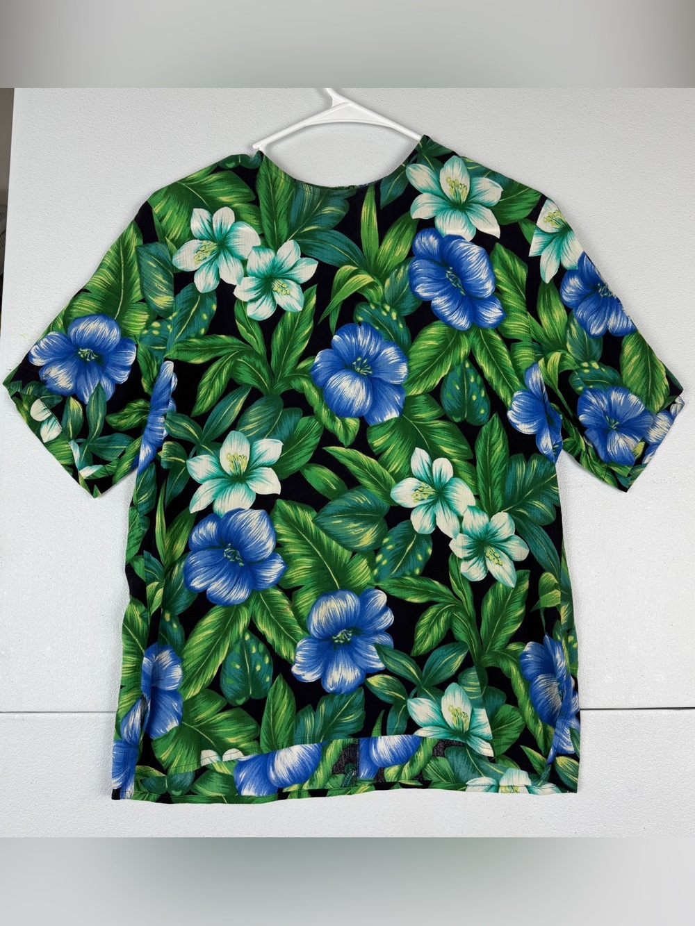 VTG JH Collectibles Shirt Top Blouse Womens 6 Blue Green‎ Floral Short Sleeves